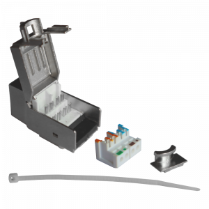 RJ45 Keystone module, category 6, STP, 90 degrees, white